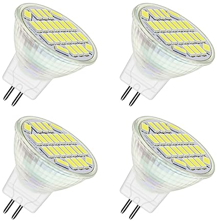 Akynite Faretto MR11 GU4 12V 4W LED Luce Fredda 6000K, 120°, 400LM, Ø35mm MR11 35W Alogene Equivalente, AC DC 12V-24V GU4 Faretto da Incasso LED per Cappa Cucina Camper, set di 4
