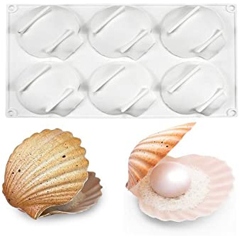 Stampi per dolci in silicone per mousse francese, stampi per candele al cioccolato fai-da-te 3D Bakeware, 6 fori conchiglia