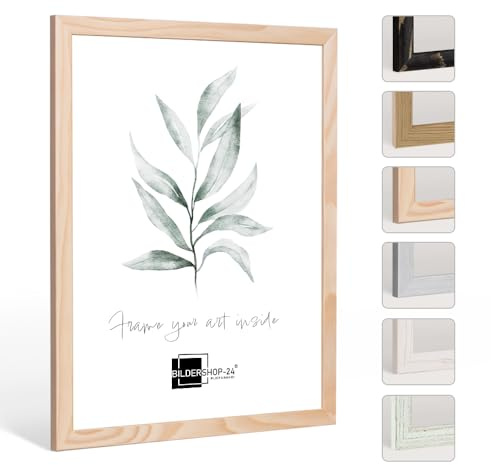 Bildershop-24 Bilderrahmen Clara 70 X 100 cm Massivholz Natur im Landhaus Shabby Chic Vintage Stil