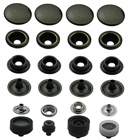 Ringfeder Druckknöpfe + passendes ISTA TOOLS Werkzeug kompatibel mit Prym Vario-Zange, Snaps Buttons Metallknöpfe rostfreie Knöpfe Ringfederverschluss (20 Stück - 15 mm)