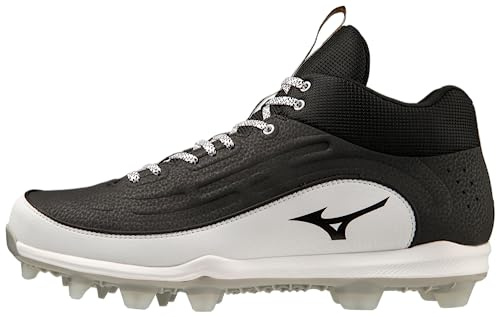 Mizuno herr 9-Spike Ambition 3 medelstora basebolldubbar, Svart vit, 44.5 EU