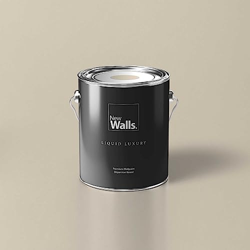 New Walls Premium Wandfarbe Creme, Sand Liquid Luxury Dispersionsfarbe für Innenräume – 5 L