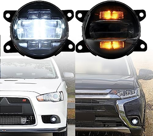 NSLUMO LED-DRL-Nebelscheinwerfer für M/itsubishi Lancer Ralliart Pajero | Outlander L200 ASX für 2009-2015 M/itsubishi Lancer Ralliart nur getönte Linse 2Pcs Nebelscheinwerfer 8321A034