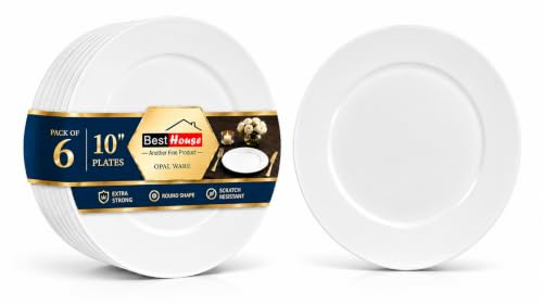 Best House Opalware Multipurpose Dinner Plate, 10/25.5 cm, Set of 6, White