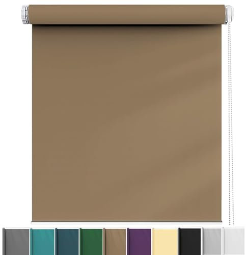Thermorollo Ohne Bohren 55 x 130 cm Sichtschutz, Lichtschutz, Blickdichtes Seitenzugrollo inkl. Zubehör für Türen und Fenster, Taupe