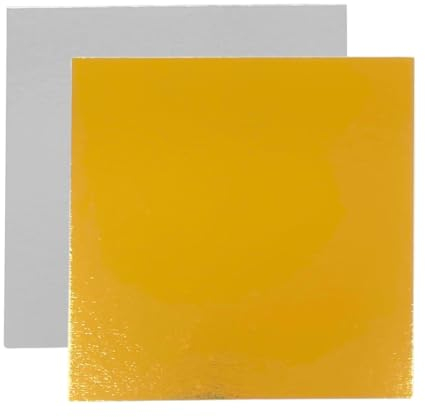 Be Your Packer 10er-Set Tortenunterlage Quadratische 25x25 cm | Cake Board | Tortenböden | Karton Gold & Silber 1 mm Dicke | Große Tortenplatte | Kuchenplatte Cakeboard für Torten Kuchen Geburtstag