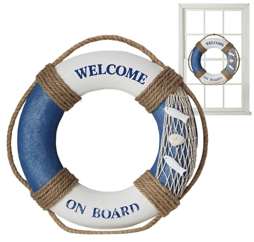XJKLBYQ Life Preserver Ring,30cm Pool Safety Ring,Retro Mediterranean Nautical Life Ring,Foam Lifebuoy Swim Tube Wall Decoration for Home Bar Cafe