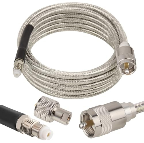 MOOKEERF CB Coax Cable 10ft,Low Loss RG8X Stranded Core CB Antenna Cable with PL-259 and FME/PL259 Male Connector - 10 Foot