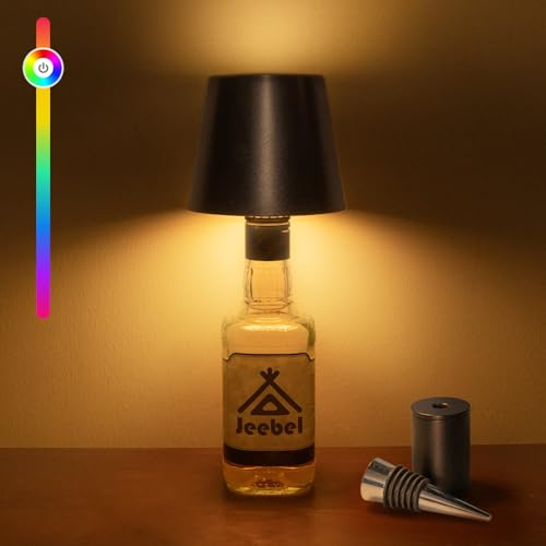 Jeebel LED Flaschenlampe - 5200mAh RGB Kabellose Flaschenlicht mit Touch Control, Stufenlos Dimmbarer, IP54, 3 Modi - Tragbare Lampenschirm Flaschen für Indoor-Outdoor Restaurant, Bar, Camping