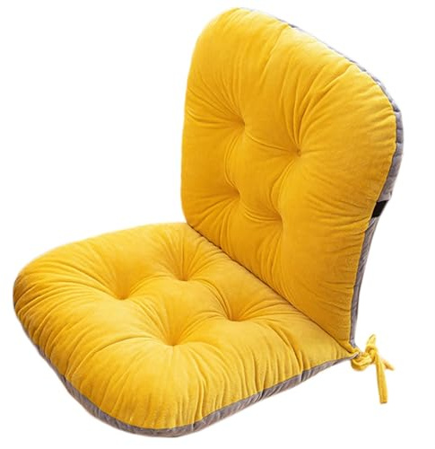 AOPEZIA Stuhlkissen mit Rückenteil Sitz und Rückenkissen mit Bänder Polsterauflage, Gartenstuhlauflage Niedriglehner Auflage Polsterauflage Gartenstuhl(Yellow,1 Piece)