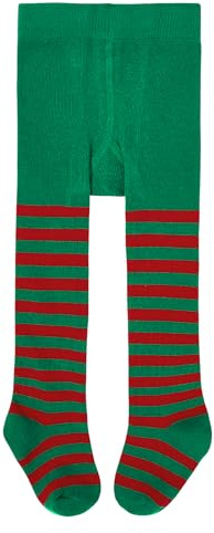 Durio Baby Strumpfhose für Mädchen Baumwolle Kinderstrumpfhose Kinder Strumpfhosen Set Warme Strümpfe Leggings Ringelstrumpfhose Kinder Weihnachtstag Rot und Grün 6-9 Jahre