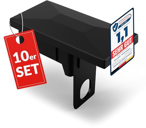 Qualinos 10x Zaunkappen Kunststoff 40x60mm mit Sicherungssteg | Pfostenkappen für Doppelstabmattenzaun | Abdeckkappen UV-stabilisiert | Zaunpfosten Kappen Made in Germany (Schwarz 9005)