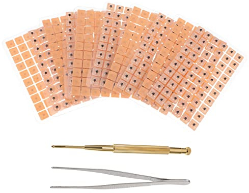 Baluue Kit De Acupuntura Auricular 3 Piezas Pegatinas Para Acupresión, Herramienta Oído y Pinzas, Portátil y Seguro Para Cuidado Auricular y Alivio Del Estrés