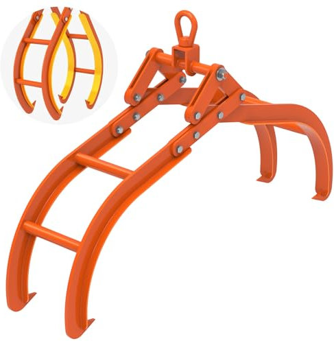 Insaga Pinzas de elevación de troncos de 32 pulgadas, pinzas de 4 garras para tractor, pinza de tog mejorada, gancho giratorio de madera para tractor, pinzas de troncos, pinzas deslizantes para un