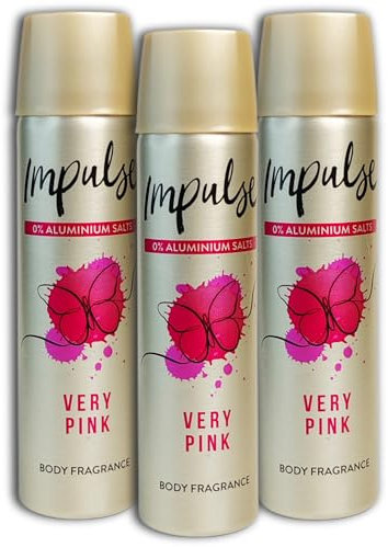 Impulse Lot de 3 déodorants en spray sans aluminium - Rose vif - 3 x 75 ml