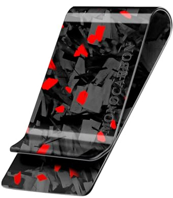 MONOCARBON Real Forged Carbon Fiber Money Clip for Men, 1.38-inch Wide Ultra-Thin & Ultra-Light Minimalist Wallet for Cash, Slim EDC Credit Card Holder–Gift for Husband/Boyfriend-Red