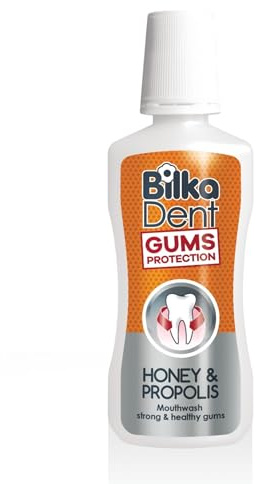 BilkaDent Après-dents au miel et à la propolis, protection des gencives, 250 ml | Bain de bouche avec extrait de miel bio et propolis pour un soin sain des gencives et une fraîcheur durable
