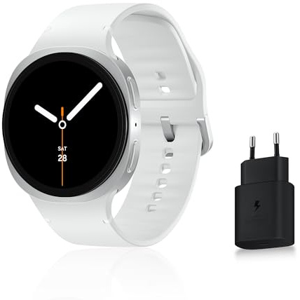 Samsung Galaxy Watch8, Montre Connectée, Coach Running, Coach Sommeil, Galaxy AI, Bluetooth, 44mm, Argent, Chargeur Secteur Rapide 25W Inclus, Version FR