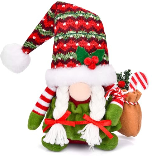 JOYSAL Lutin de Noël, Décoration de Noël, Figurines de Lutin de 34 cm de Haut, GNOME de Santa Tomte pour Décoration - Style Tresse Rayée
