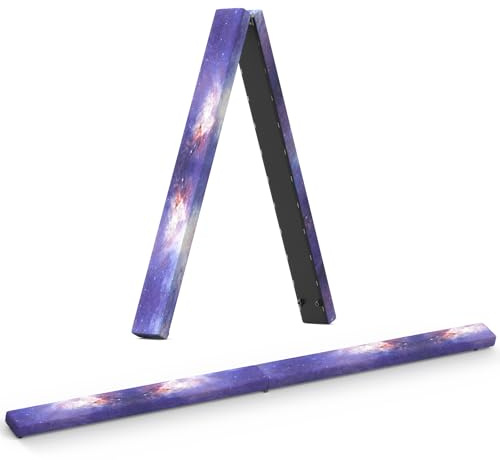 Erreyht Poutre d'équilibre de Gymnastique, Barre de Gymnastique Pliable Flannel Bleu étoilé 2,1 m/220 LB en Similicuir Pliable pour entraînement à Domicile