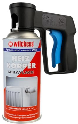 ARLI Set: Heizkörperlack Spray weiß seidenmatt 400ml RAL 9010 + Sprühpistole Pistolengriff für Spraydosen Set für Heizkörper Wasserleitungen Radiatoren Warmwasserrohre