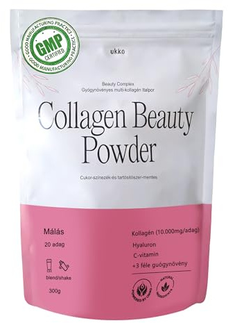 UKKO Collagen Beauty Pulver – Premium-Kollagen mit Hydrolysat-Komplex & 3 Heilpflanzen, 10.000 mg Kollagen/Portion, Hyaluronsäure, Vitamin C, 100% natürliche Inhaltsstoffe - 300 g