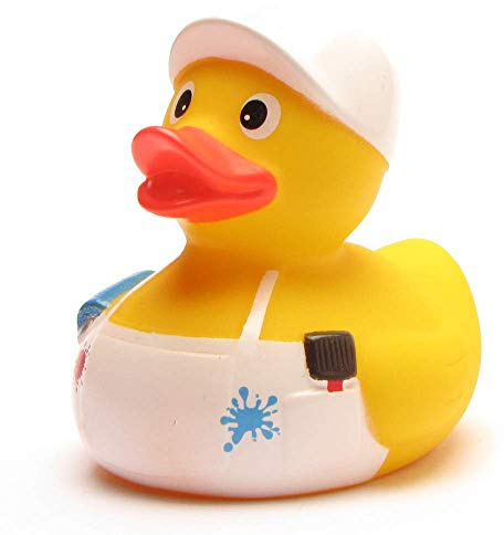 DUCKSHOP I Badeente Anstreicher I Quietscheente - L: 7,5 cm I Quietscheentchen I Geschenk für Maler I Präsent Maler