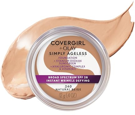 COVERGIRL & Olay Simply Ageless Instant Wrinkle-Defying Foundation, Natural Beige 0.4 Fl Oz (Pack of 1)