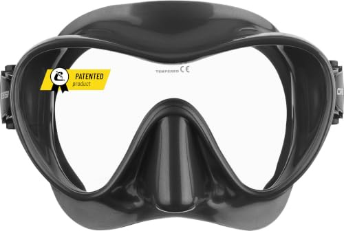 Cressi F1 Frameless Diving Mask - Anti-Fog Tempered Glass Snorkel Mask - Silicone Skirt for Secure Scuba Fit - Adjustable Buckles for Diving & Snorkelling - Silver, Black - One Size