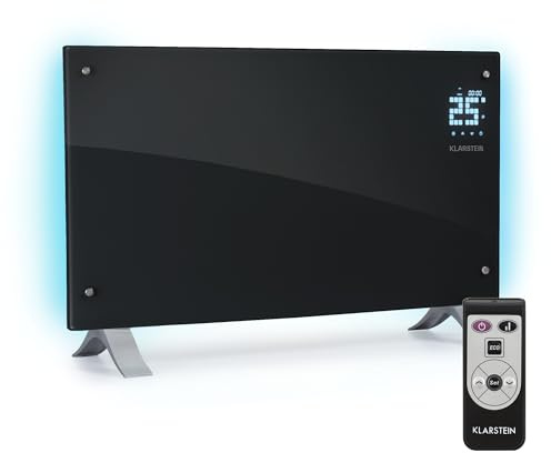 Klarstein Radiadores Bajo Consumo Electricos para Casa, Estufa Electrica de 2000W con Patas de Aluminio, Radiador Electrico Silencioso, Portátil y Delgado, Estufas con Panel para Pared y Termostato