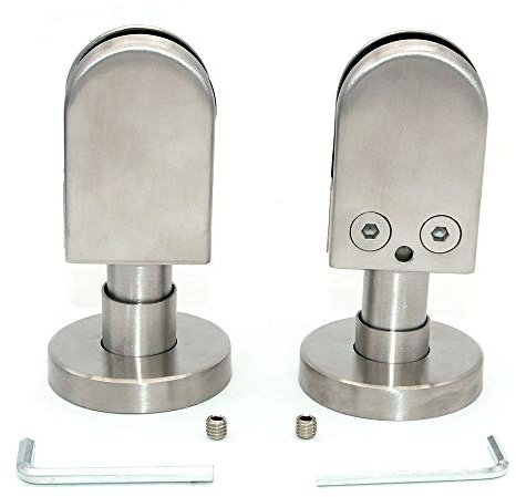 Juego de 2 abrazaderas de vidrio NUZAMAS, soporte para poste de soporte de planta baja, abrazadera en U de acero inoxidable 304,adecuado para paneles de vidrio de 10-12mm,pantallas,cerca de piscina