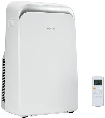 Amazon Basics 4-In-1 Portable Air Conditioner with Remote, Timer, Sleep Mode, Auto Swing, Cool/Heat/Dry/Fan-Only Functions, 13500 BTU (ASHRAE), Cools Up to 550 Sqf, Energy Saving, White