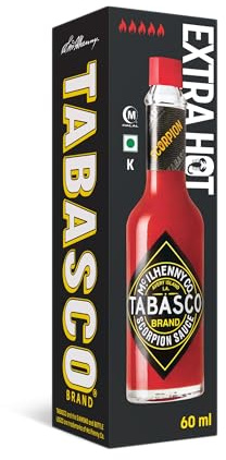 TABASCO Scorpion Sauce - SEHR scharfe soße, 60ml Glasflasche - Scoville-Wert: 23.000-33.000 - 20x schärfer als der Durchschnittliche hot Sauce - 100% natürliche Zutaten