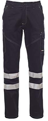 Payper WORKER WINTER REFLEX Pantalone unisex uomo donna 100% cotone bande reflex tasche laterali posteriori Blu Navy