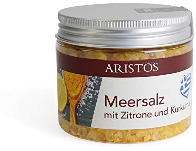 ARISTOS grobes Meersalz für Salzmühle aus Griechenland Zitronensalz Refill | 200 g (Meersalz Zitrone Kurkuma)