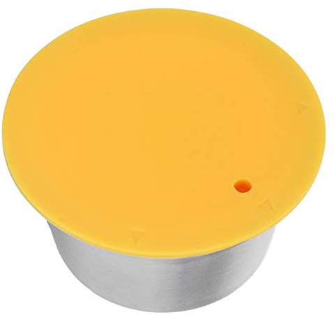Refillable Coffee Capsule Cup, Stainless Steel Reusable Coffee Pods with Silicone Lid Fit for Dolce Gusto Coffee Maker Machine Accessory (yellow)