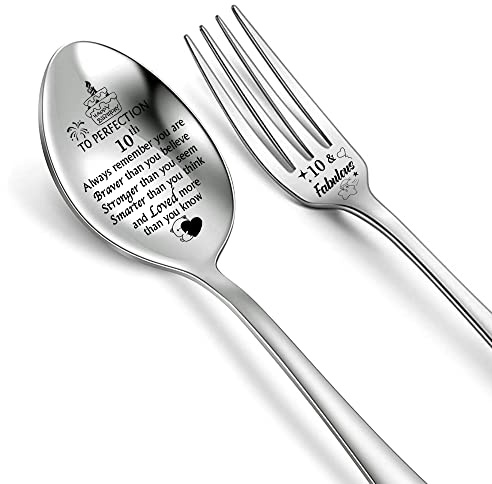 Ensemble de cuillères à soupe, fourchettes à café, cuillères à glace, fourchettes à dessert, cuillère à soupe personnalisée, appréciez vos meilleurs amis à la perfection (10ème)