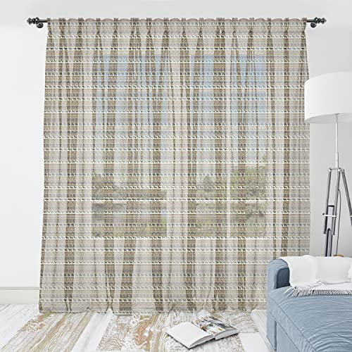 ABAKUHAUS Safari Tüll Vorhänge mit Stabtasche, Afrika Theme Stripes Tiere, Schiere Drapierung für Hochzeit Party 2 Panels, 160 cm x 274 cm, Schwarz und Braun