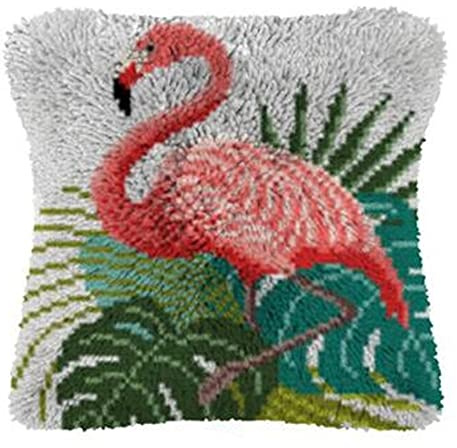 ROCKY&CHAO Latch Hook Pillow Case Kit for Adults - DIY Cushion Cover Cross Stitch Embroidery 17X17Inch/43x43cm - Home Decor