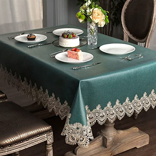 Cozomiz Tischdecke Gartentischdecke Rechteckig tischdecke wasserdichte rutschfeste Abwischbar Schmutzabweisend Tischdecke Tischwäsche PVC Wachstuch 130x180cm Grün
