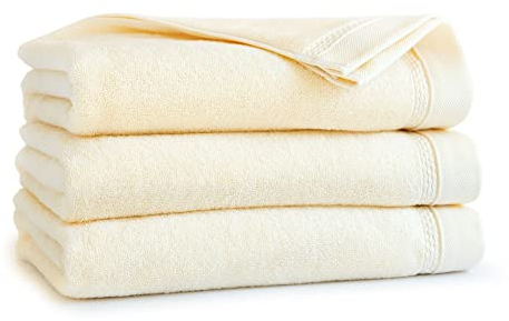 ZWOLTEX Handtuch Sets - Badetuch - Handtuch - Gästetuch I 100% Ägyptischer Baumwolle I Made IN EU I Sammlung BRYZA, Farbe:Ecru (140x70+90x50)