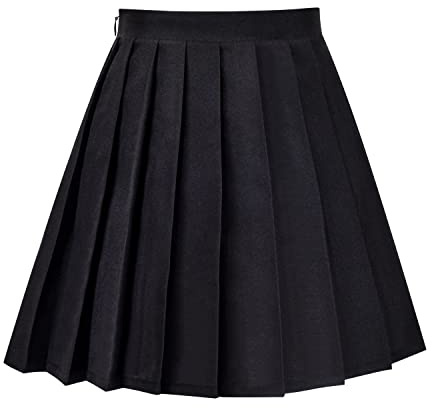 Mädchen Rock Schwarz Gefaltet Schuluniform Täglich Hohe Taille Elastisch Tennis Gr. 152-158