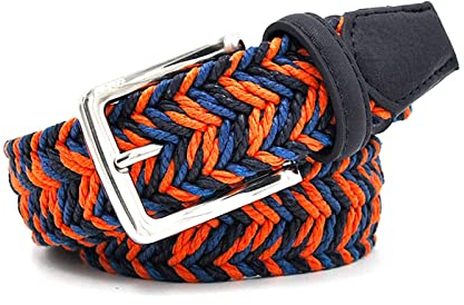 Jojomino Männer Baumwolle Leinwand Metallschnalle Gürtel elastisch Orange + Marine + Blau Wachsseil gemischt männliche Gürtel Leinwand
