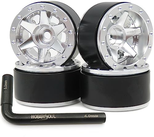 hobbysoul Adjustable Offset 1.0 Beadlock Wheels Rims Hex 7mm for RC Micro Crawler 1/18 TRX4M Axial SCX24 90081, (4-Pack)