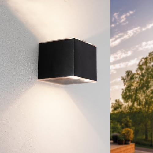 Ledvion Solar Wandleuchte, 1W, 25 Lumen, 3000K, IP44, Schwarz, LED-Lampe, Außenleuchte, Außenbeleuchtung, Gartenbeleuchtung, Solarlampe, Stimmungslicht | Ohne festen Stromanschluss nutzbar und praktisch für Gartenweg Zaun Terrasse oder Beet