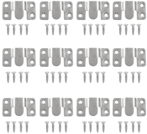 Hitefu Lot de 12 supports encastrés, 5,3 x 3 cm en acier inoxydable emboîtables pour meubles avec vis, connecteurs de canapé sectionnel en Z, matériel de montage mural, argenté