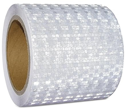 XFXIA Ruban adhésif réfléchissant blanc 15 cm x 10 m étanche réfléchissant ruban adhésif autocollant bande d'avertissement ruban de sécurité ruban d'avertissement concis pour véhicules voitures