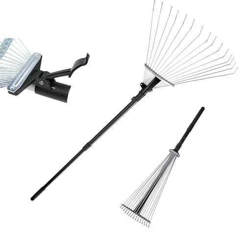 Garden Rake 80–152 cm Adjustable – Telescopic Tool for Soil, Artificial Grass, Lawns & Yards – 15 Tines for Moss & Collecting Loose Debris Among Plants