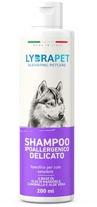 Shampoo Ipoallergenico per Cani e Gatti con Tensioattivi Delicati - Non Irrita - Per Cuccioli e Adulti - Uso frequente - Prodotto Professionale Made in Italy
