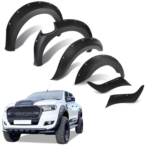 JHCHAN Kotflügelverbreiterungen für Ford Ranger Wildtrak Raptor T7 2015-2018 Doppelkabine, Off-road Pocket Style Radkastenverbreiterungen 35mm 9 Zoll
